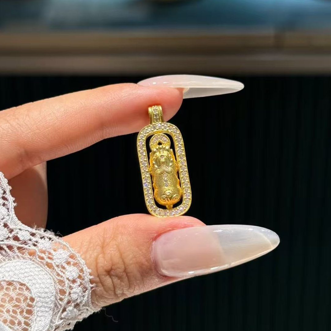 黄金点钻莫桑貔貅金刚杵降魔事事如意今年爆款水贝黄金首饰按克卖