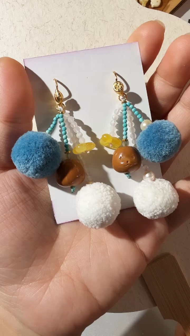 【闪购商品】琥珀耳坠未镶嵌琥珀桂花耳坠多样性发货