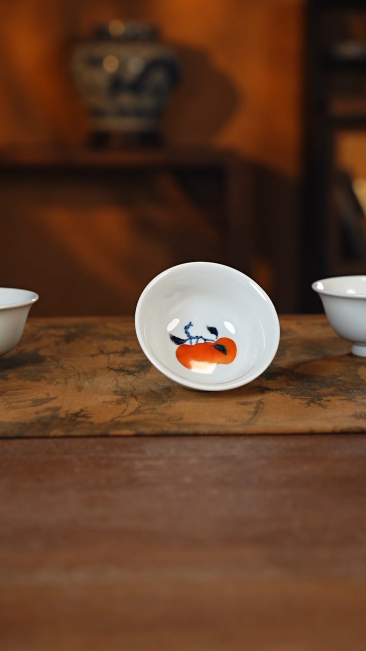 【闪购商品】杯小卿亭 青花矾红苹果小压手杯