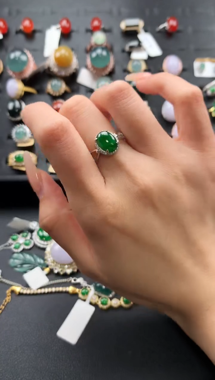 【闪购商品】翡翠戒指银S925镶嵌4654645