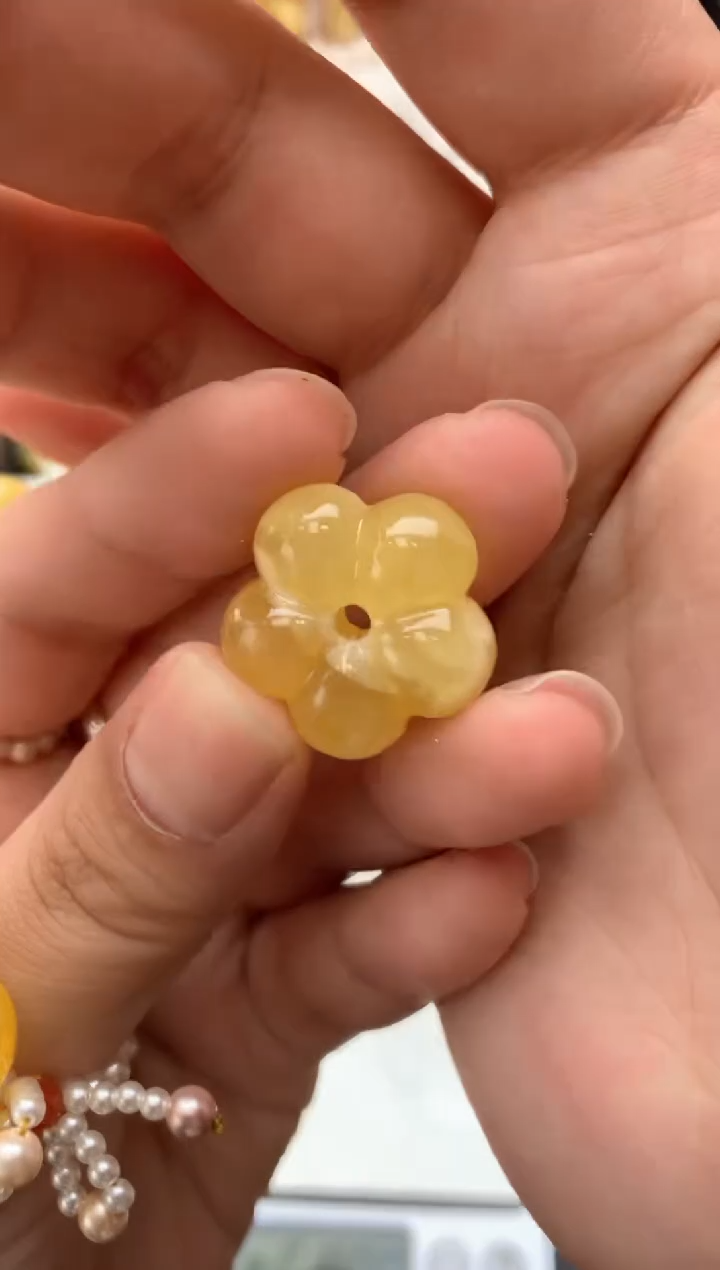 【闪购商品】未镶嵌琥珀珠宝奇石076琥珀蜜蜡花粉有纹小坑介意勿拍