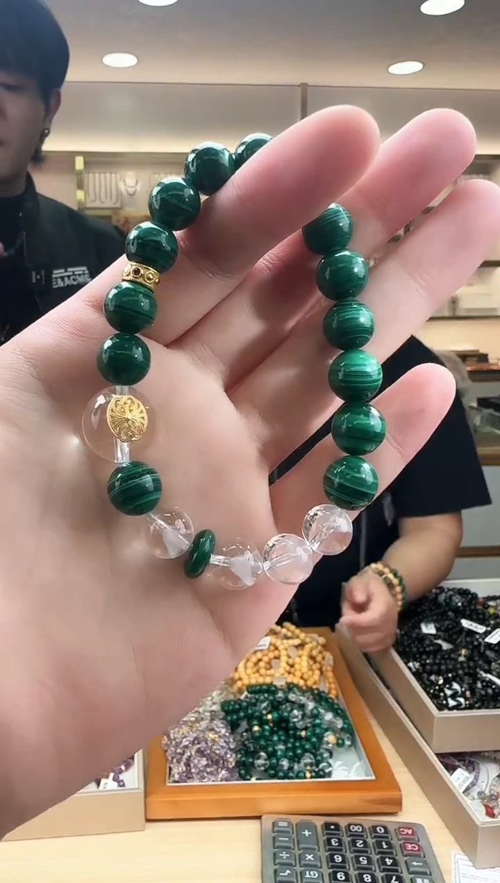 【闪购商品】孔雀石手串库存有限售完即止银S925镶嵌 