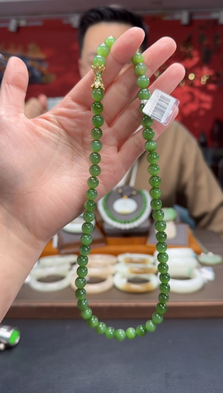 【闪购商品】和田玉颈饰未镶嵌碧玉猫妈妈链卡8
