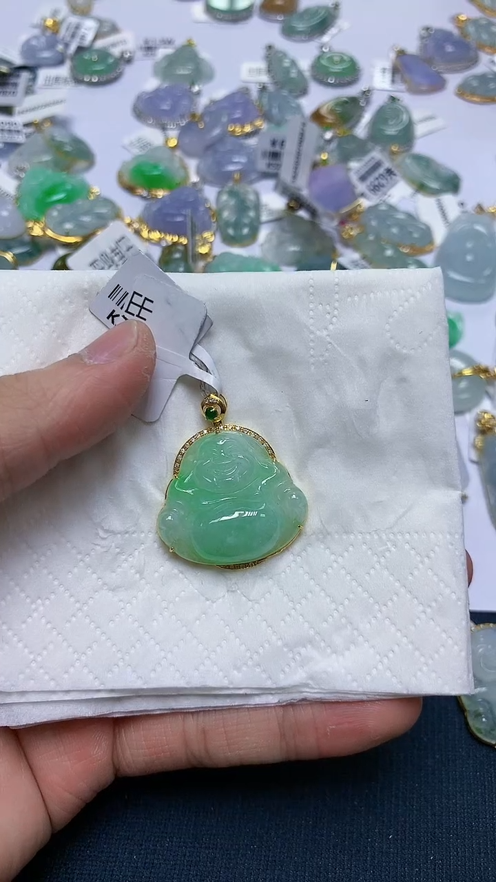 【闪购商品】翡翠18K金镶嵌颈饰天然A货翡翠