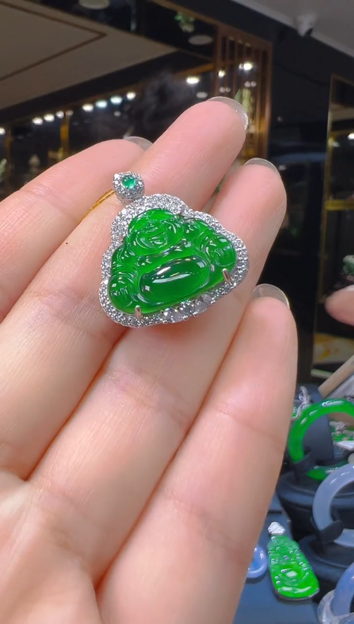 翡翠银S925镶嵌吊坠(赠链)001（多样性发其一）