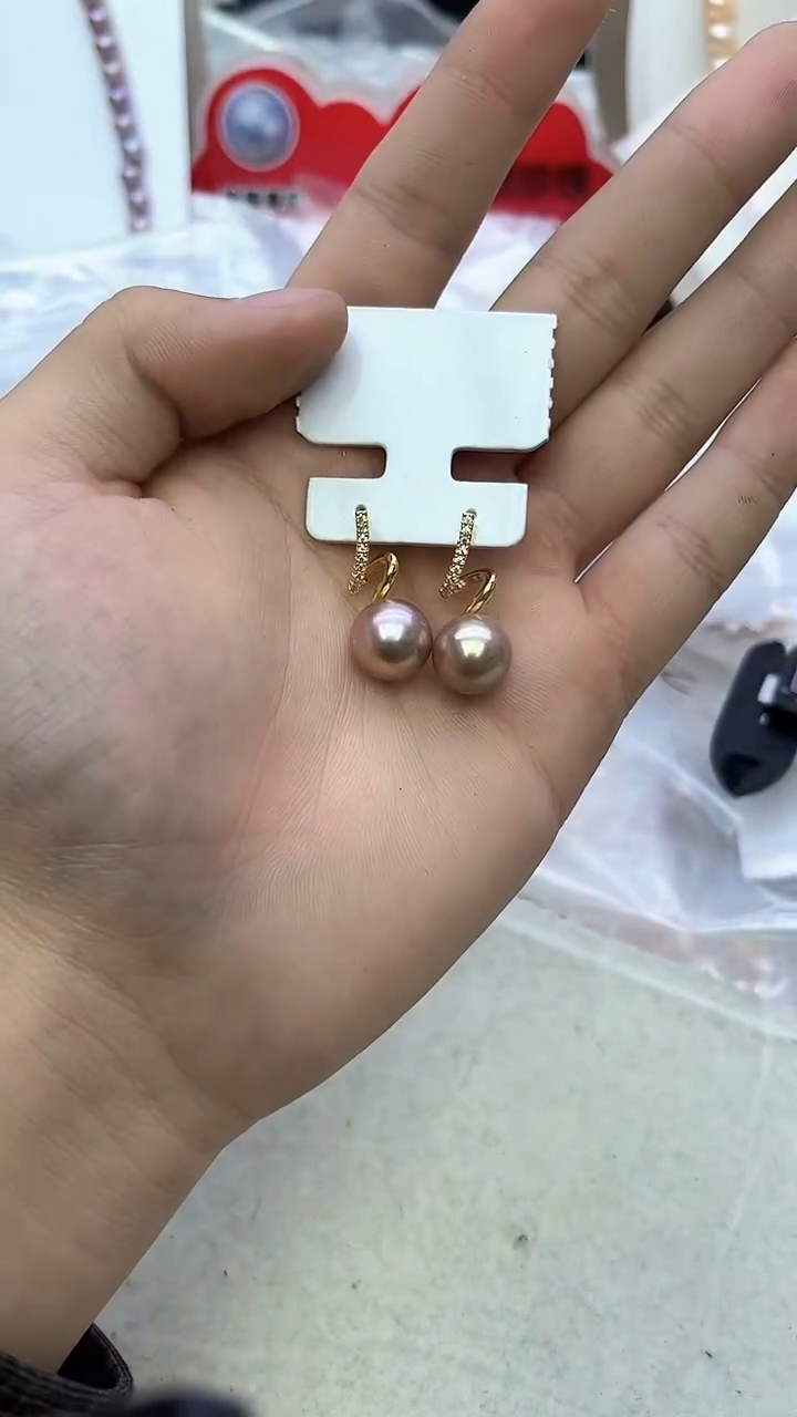 未镶嵌耳坠淡水珍珠紫色系耳坠
