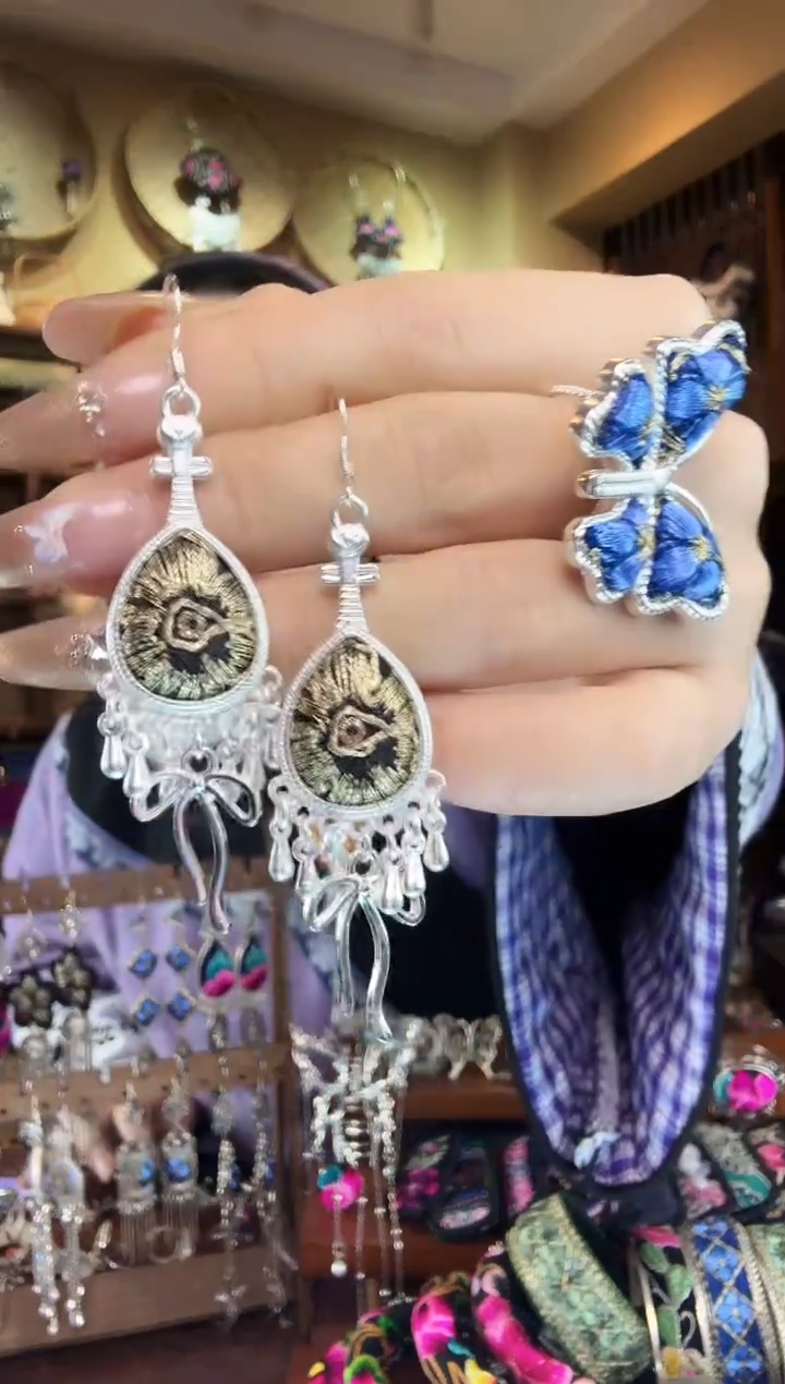 刺绣非遗刺绣民族风耳环