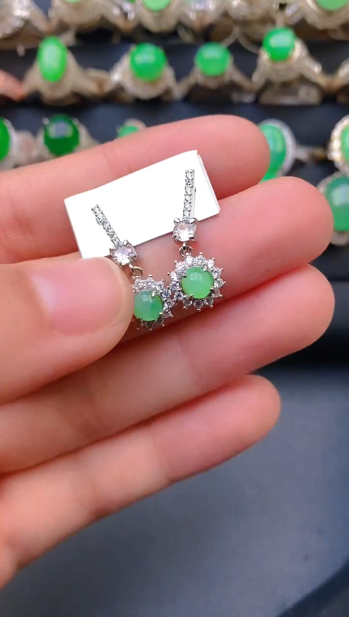 【闪购商品】翡翠戒指银S925镶嵌天然A货翡翠1