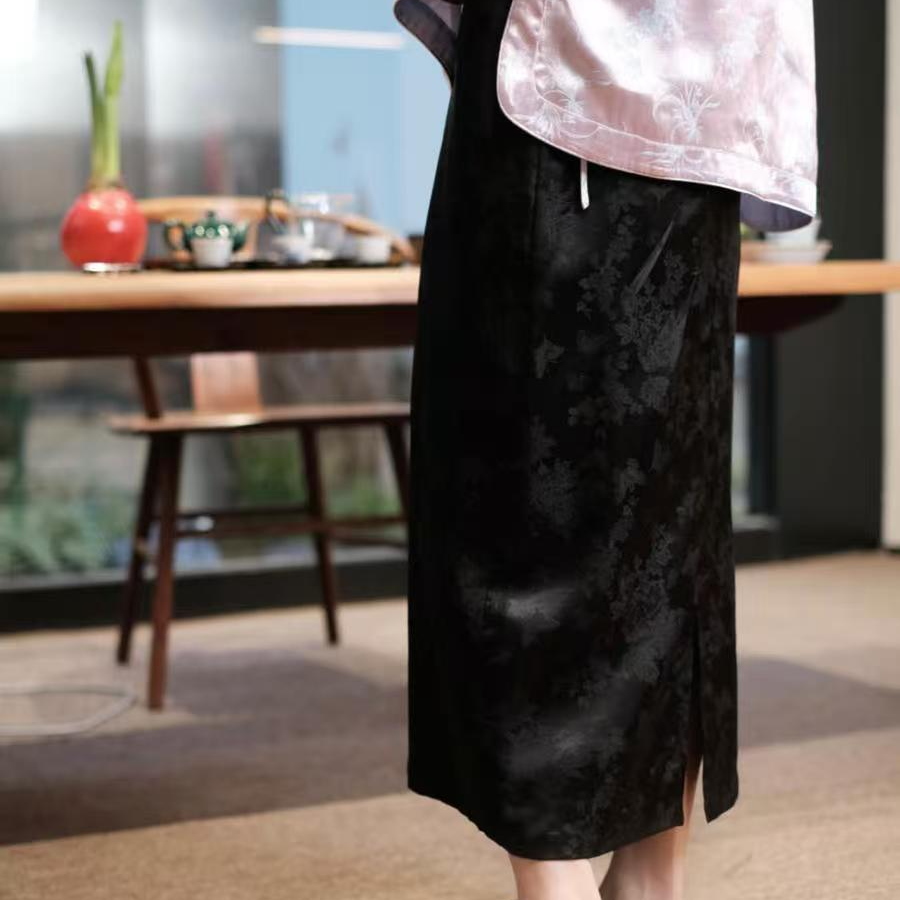 盛唐牡丹早春真丝蝶恋花新中式女裙（不支持七天无理由）
