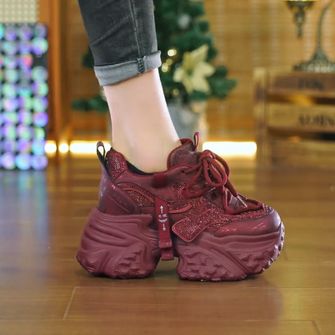 CC厚底老爹鞋女款2025秋季新款水钻时尚内增高女鞋百搭运动休闲鞋