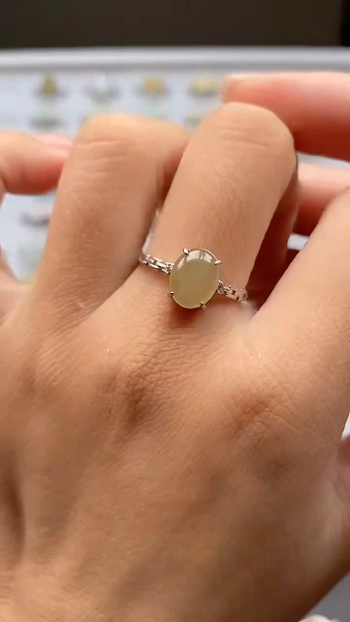 银S925镶嵌戒指翡翠戒指86