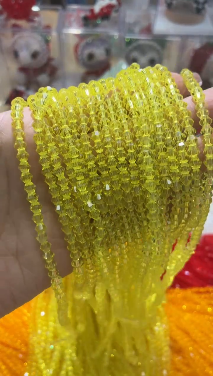 玻璃1911卡4水晶尖珠10条柠檬黄