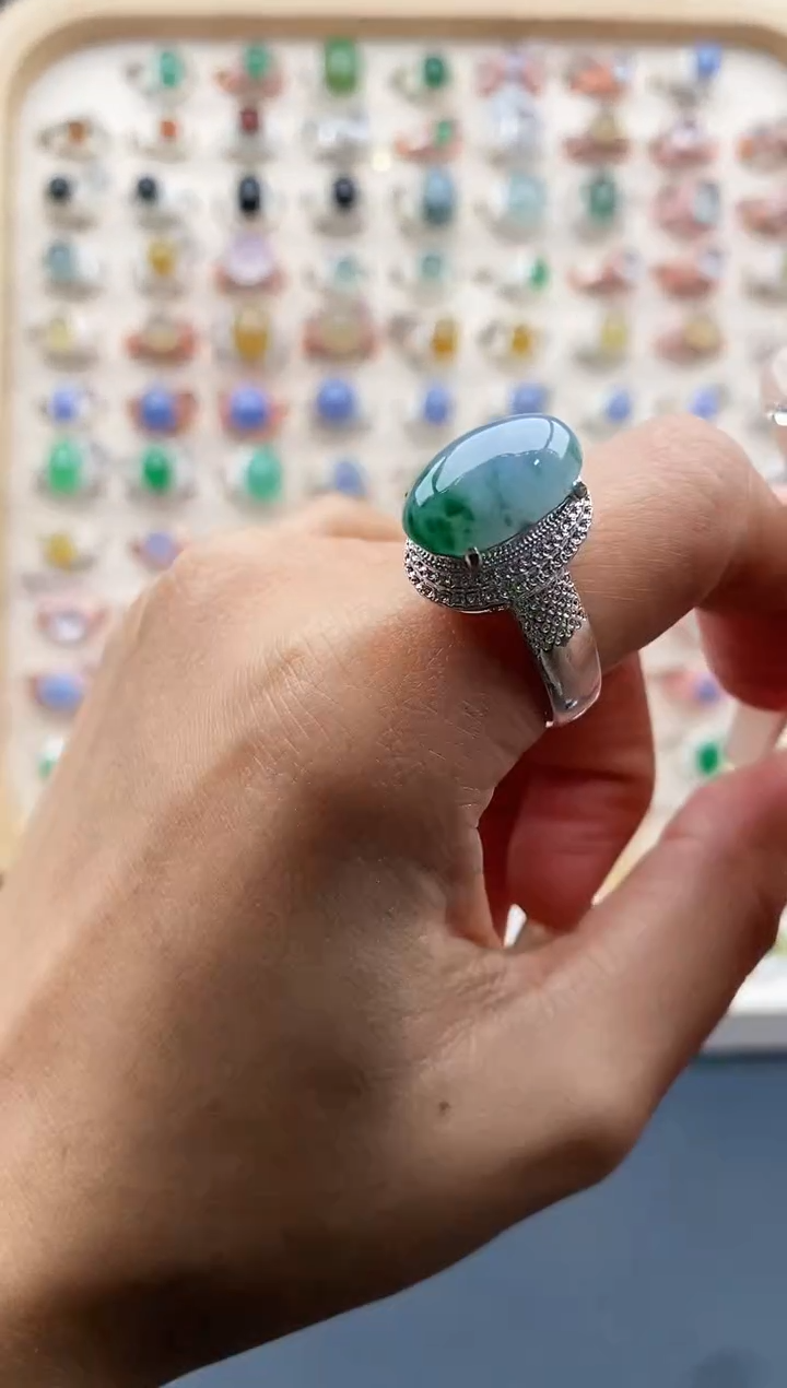 【闪购商品】翡翠戒指未镶嵌缅甸天然A货翡翠444  2+4