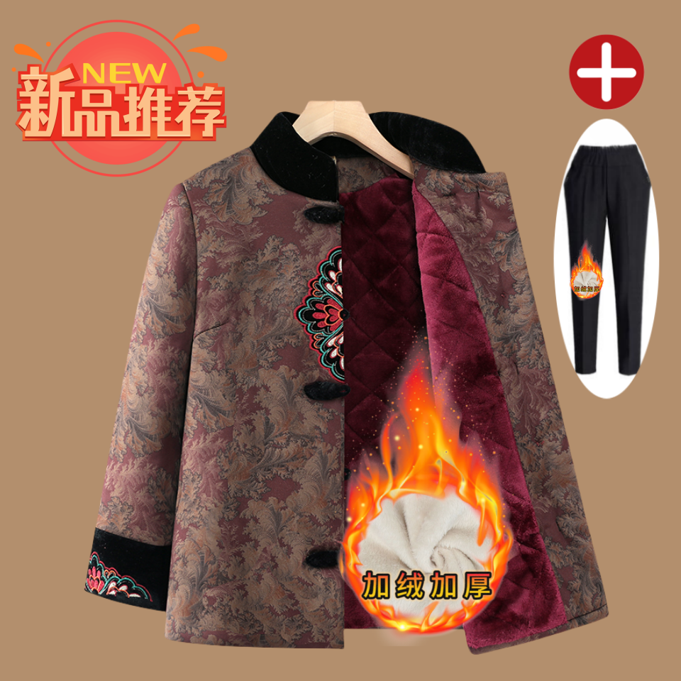 老人老太中国风保暖奶奶装加厚中老年妈妈装冬季春秋老年人加绒