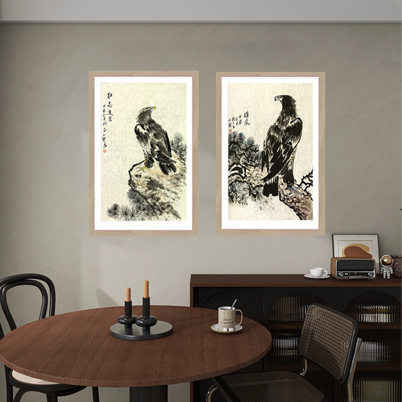 国画老鹰复古装饰画适合书房中式挂画乔迁送礼送朋友玄关茶室壁画