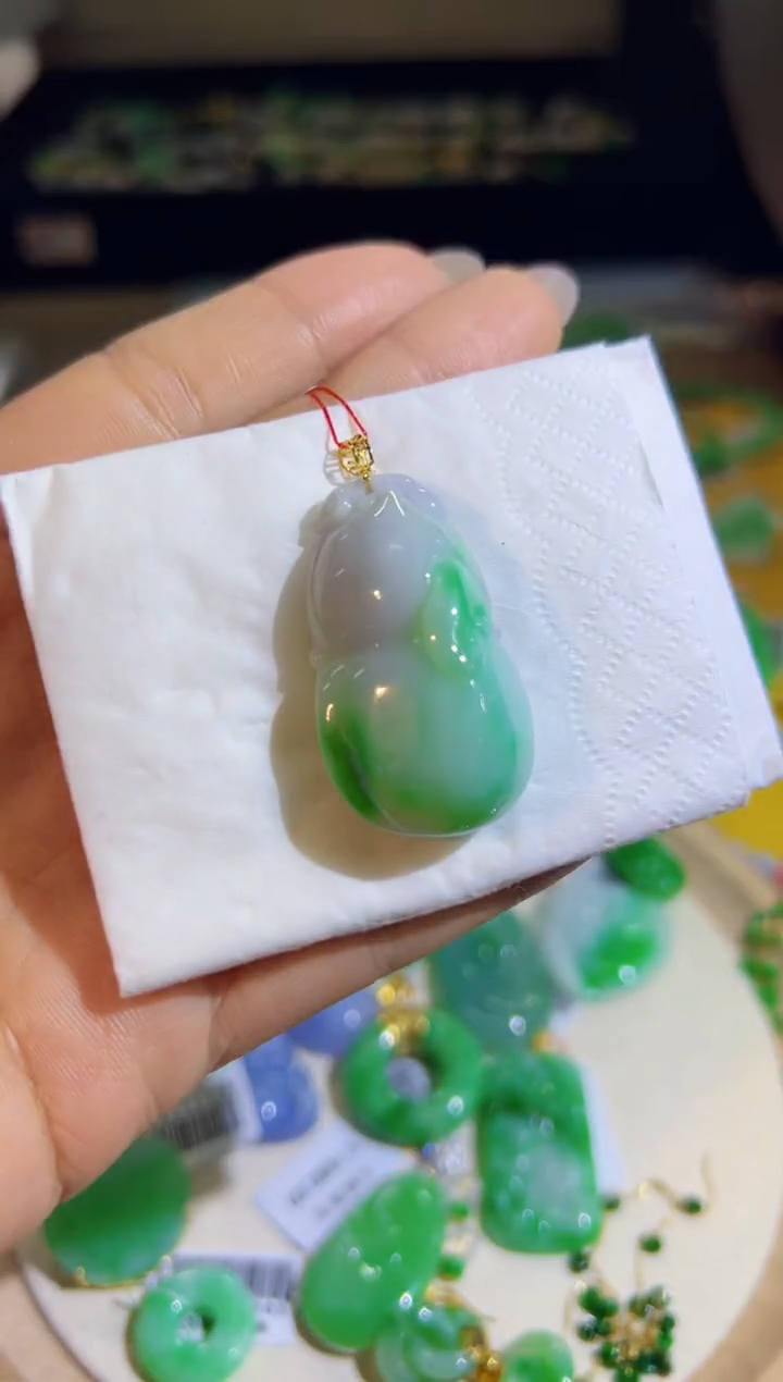 【闪购商品】翡翠颈饰18K金镶嵌Q缅料A货翡翠/支持复检/一件