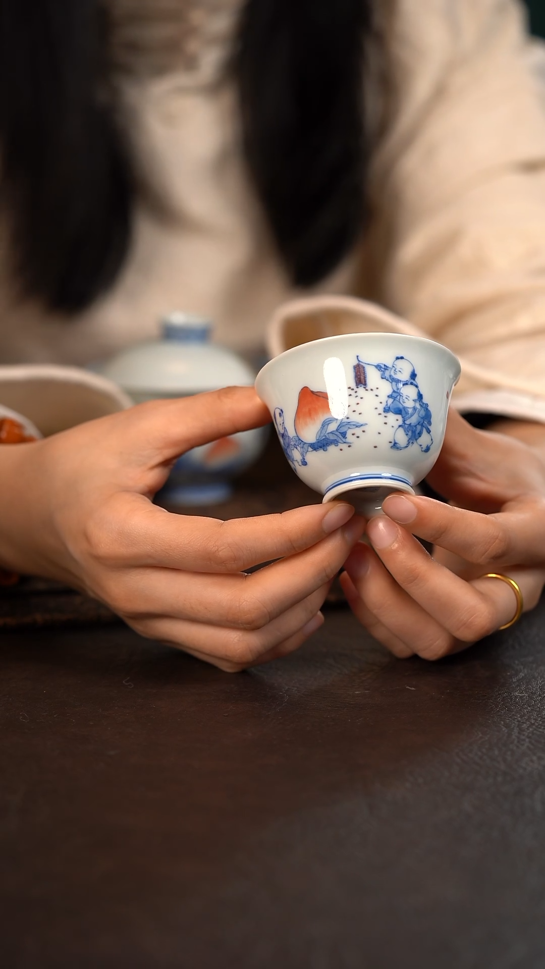 【闪购商品】杯聚澜堂福娃献寿撇口杯