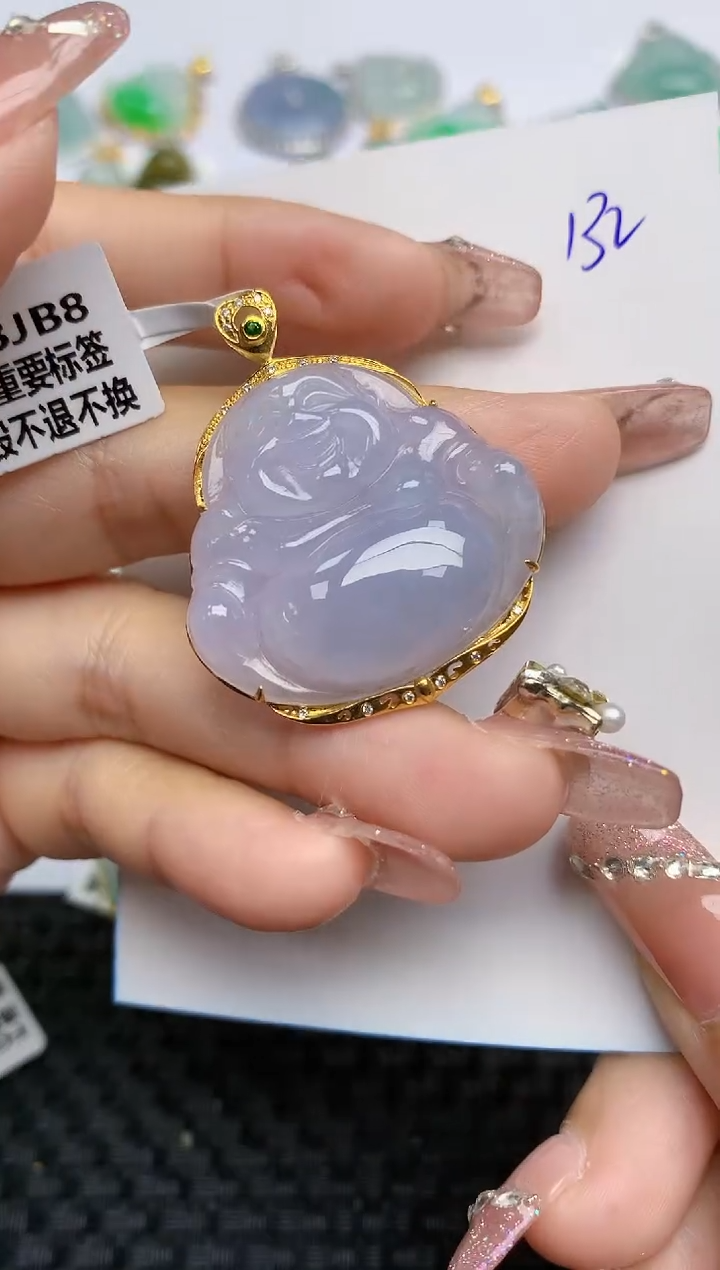 【闪购商品】翡翠颈饰18K金镶嵌天然A货翡翠 132