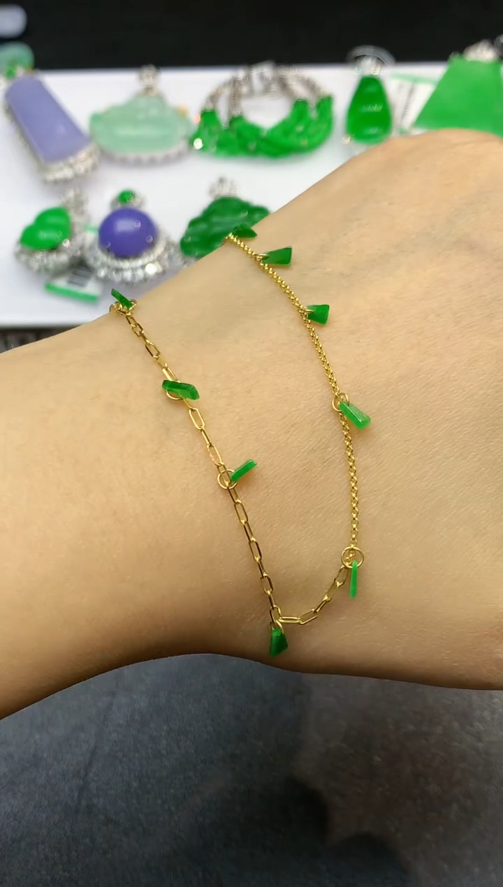 【闪购商品】翡翠手链18K金镶嵌2628  