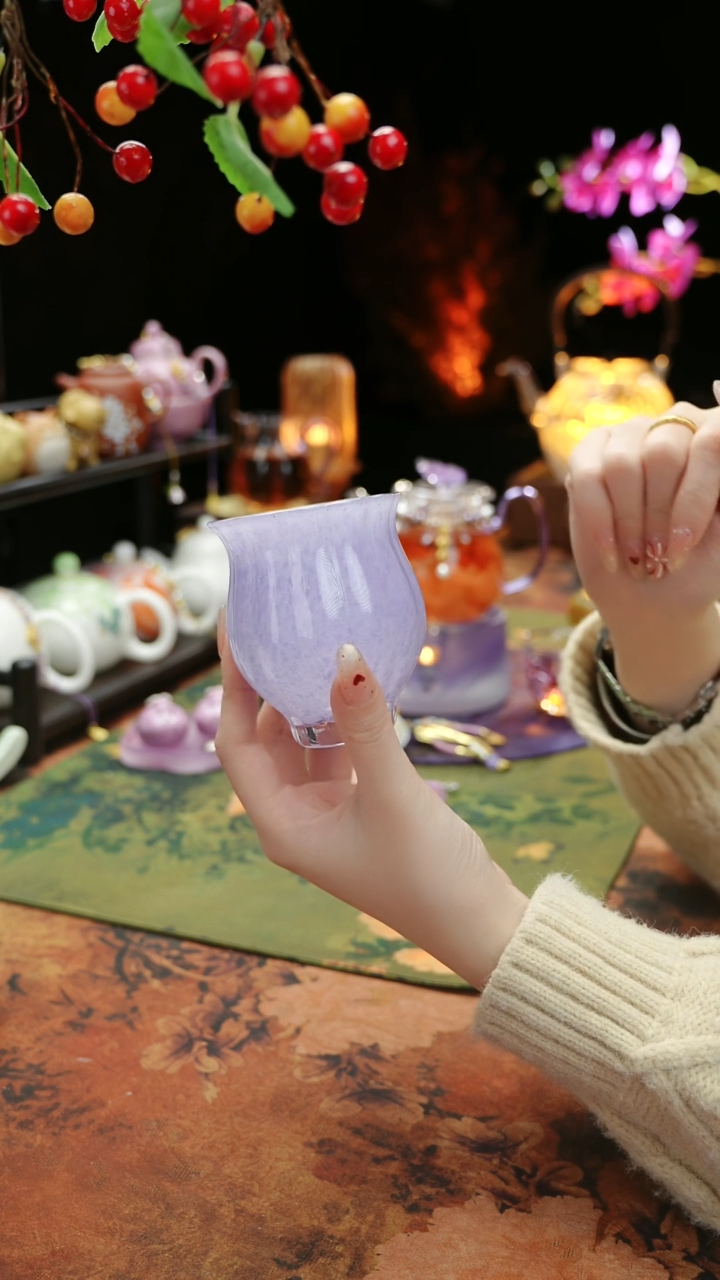 【闪购商品】紫色水晶琉璃水仙杯110cc@@@