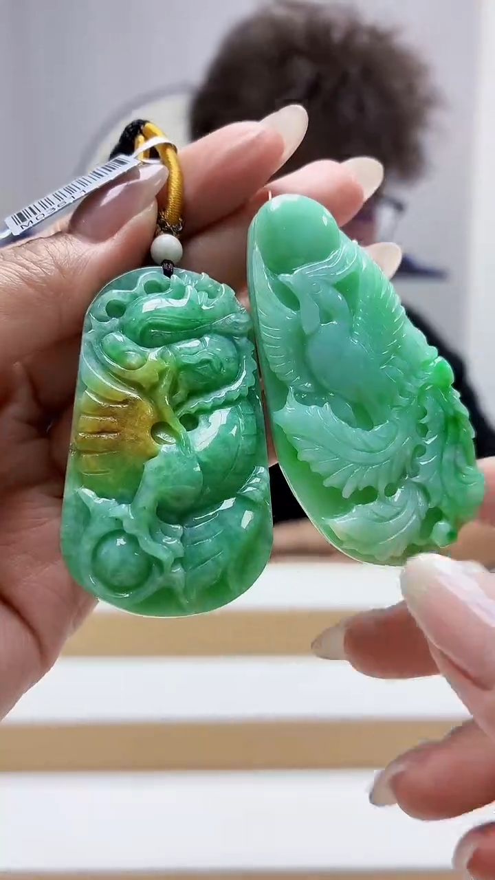 未镶嵌定制翡翠4688MM-毛货两件挂件78