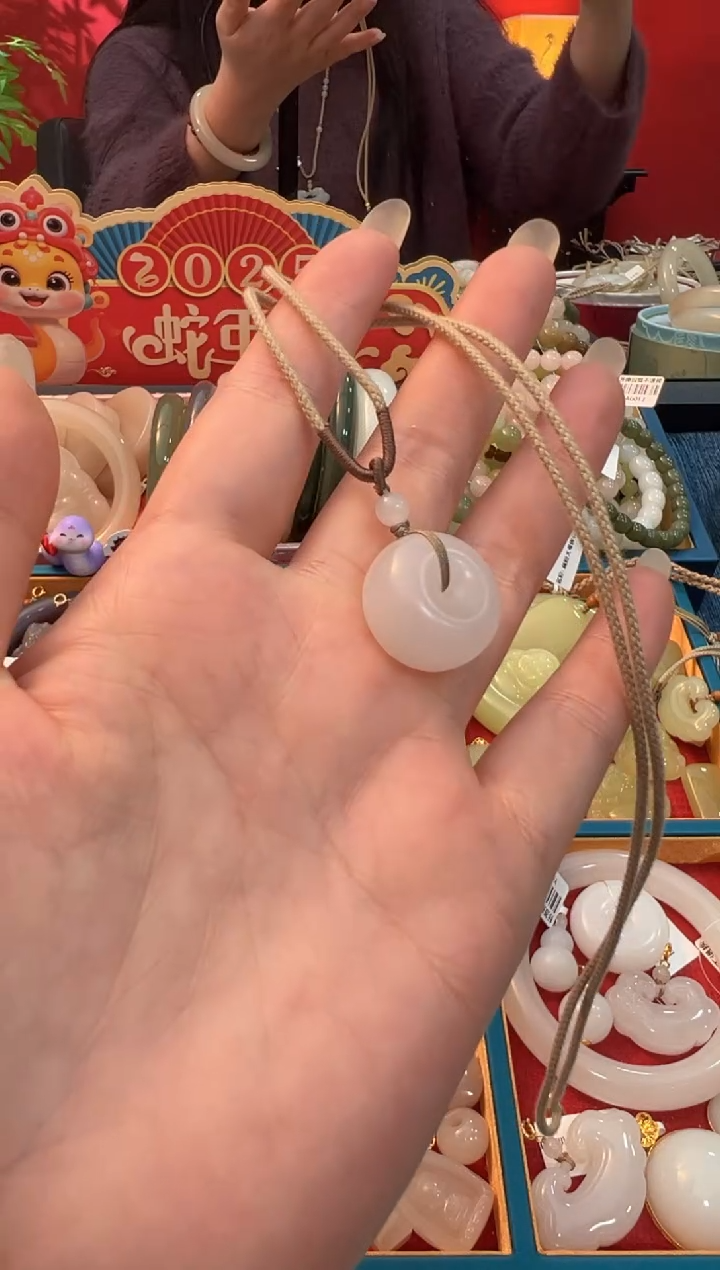 【闪购商品】和田玉吊坠未镶嵌白玉胖墩平安扣20mm