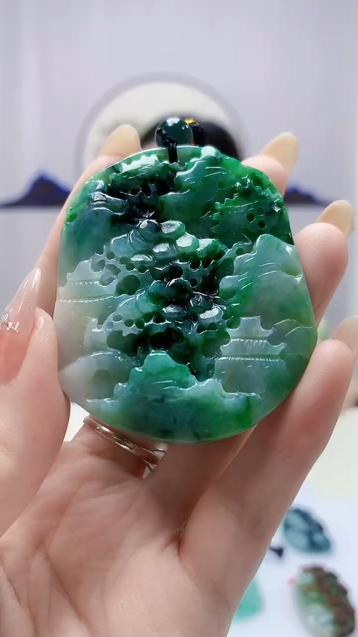 定制翡翠未镶嵌4852DD-毛货挂件45