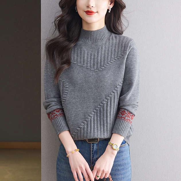 冬季内搭毛衣2025新款女高级感加厚半高领宽松长袖减龄打底针织衫
