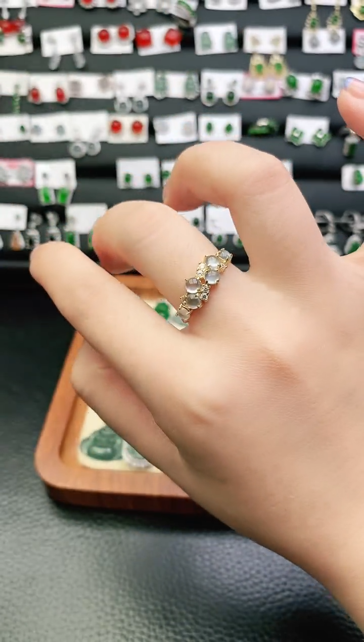 翡翠戒指银S925镶嵌0