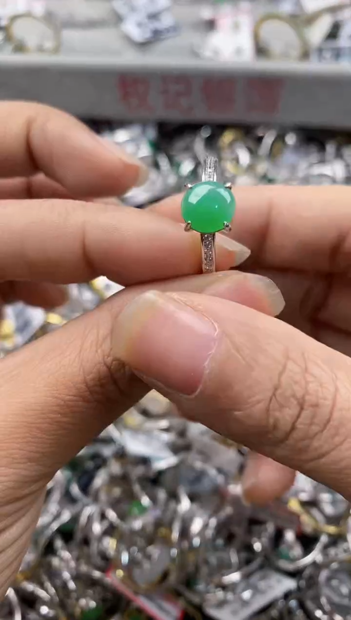 银S925镶嵌戒指翡翠888---2
