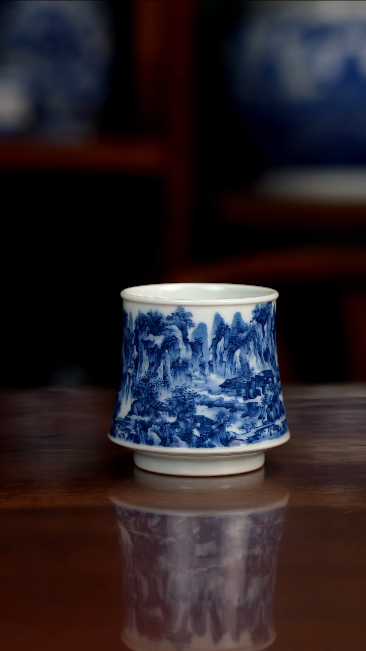 景琳藏青花北派山水夏山图