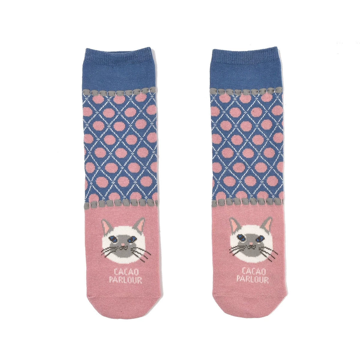 B8217猫咪提花中筒袜舒蜜豆公主粉