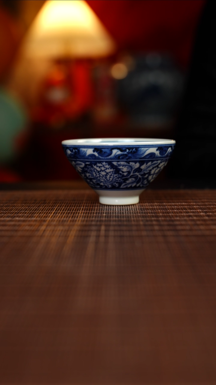 【闪购商品】杯元黛工坊蓝地牡丹盏杯