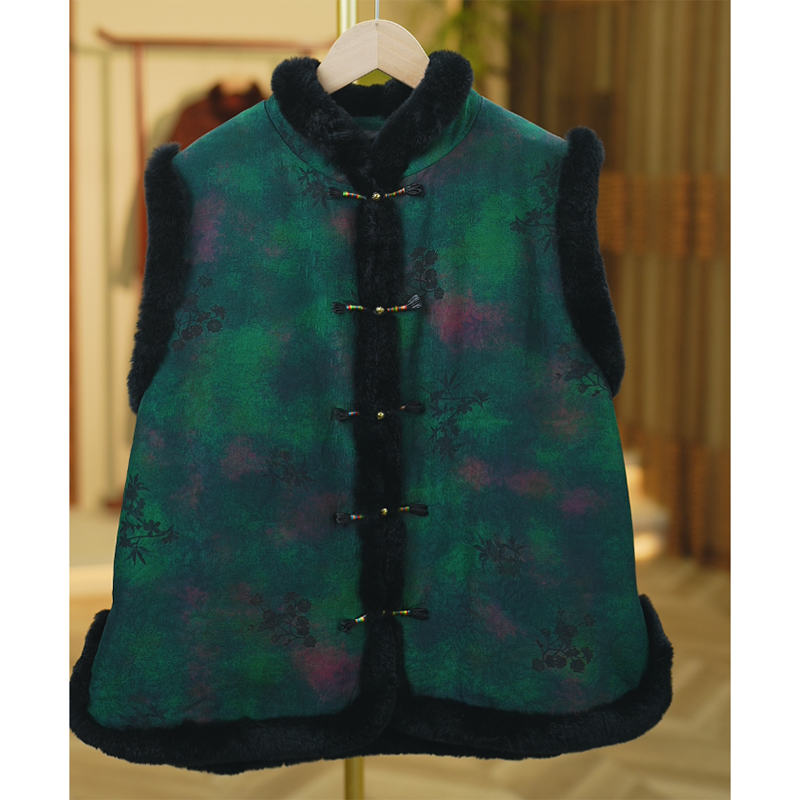 <<非遗美学>>新中式獭兔毛棉服香云老料马夹T1353