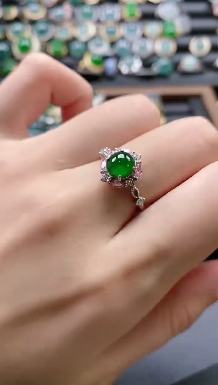 【闪购商品】翡翠戒指银S925镶嵌51511
