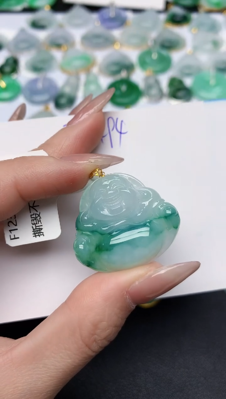 颈饰18K金镶嵌翡翠天然缅甸A货翡翠百元以上9元证书费自理