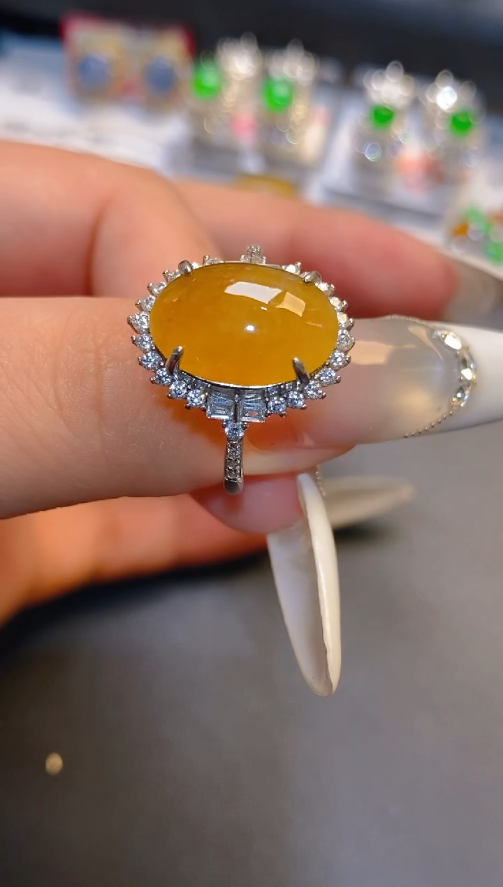 翡翠银S925镶嵌耳饰天然