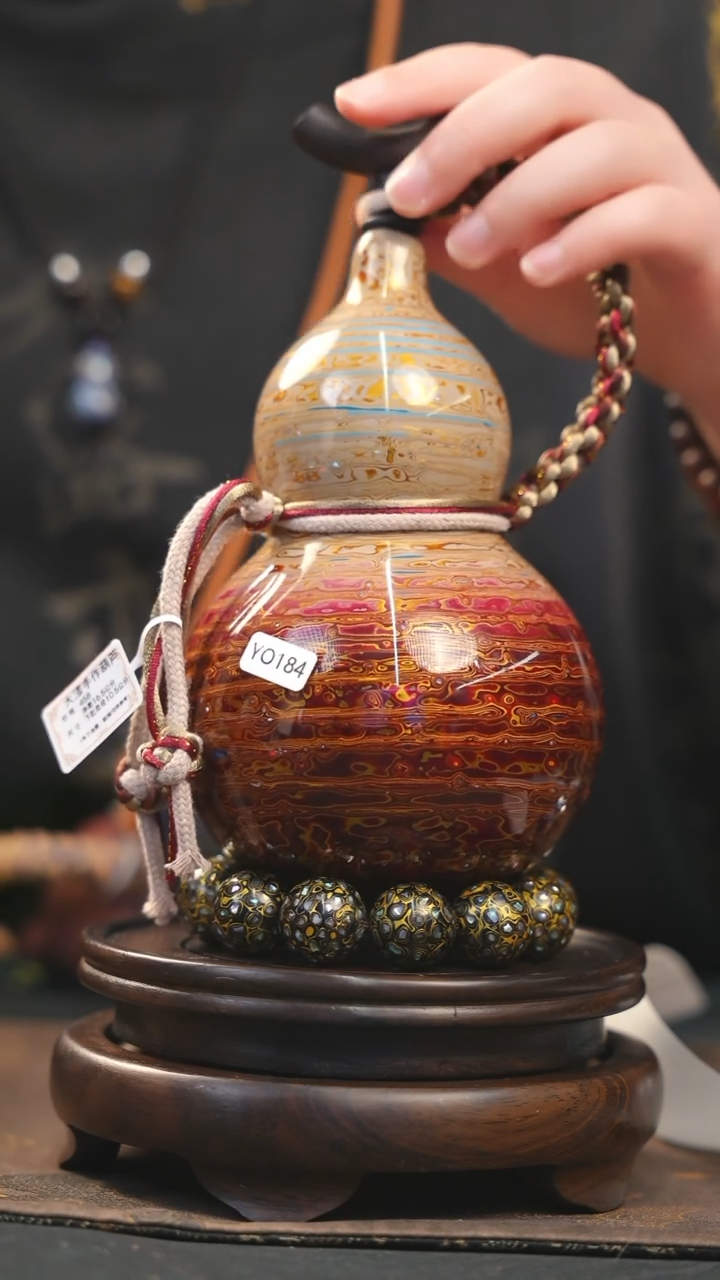 【闪购商品】YO184漆艺酒葫芦不包手串及旋转底座