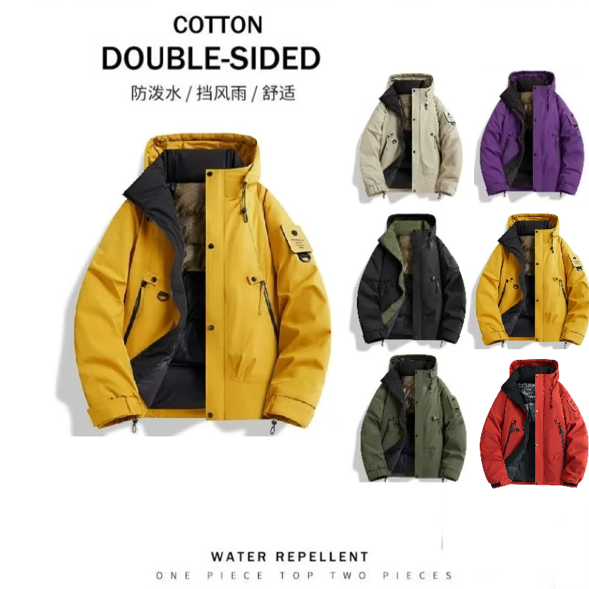 男女款冲锋衣棉衣冬季户外套冲加厚保暖连帽防风锋水情侣2025新款