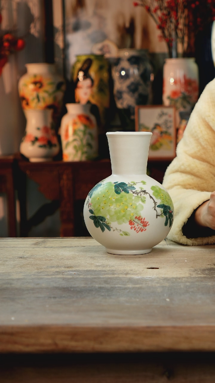 【闪购商品】瓷片景德镇纯手工釉下彩精品花瓶