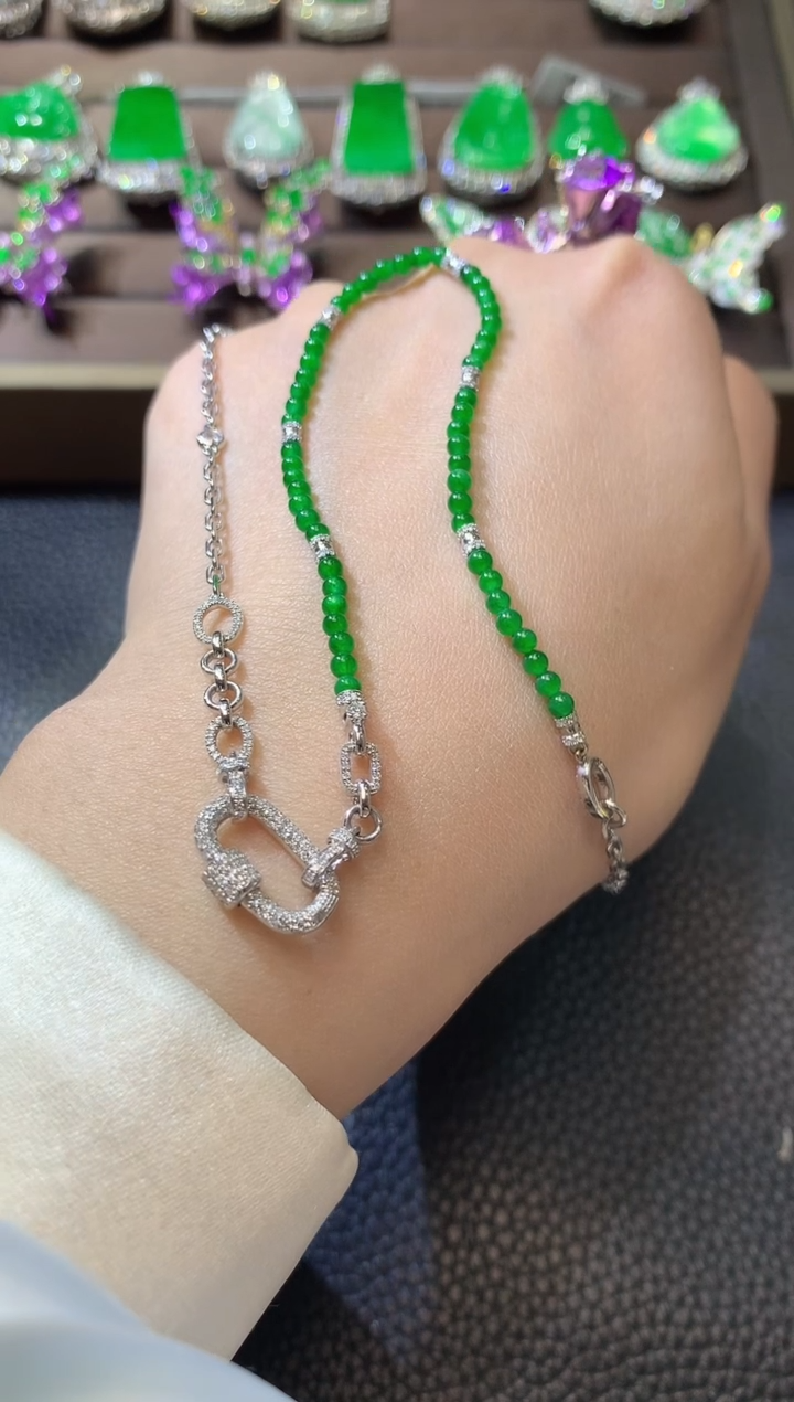 【闪购商品】翡翠项链18K金镶嵌A25翡翠多样性发一件