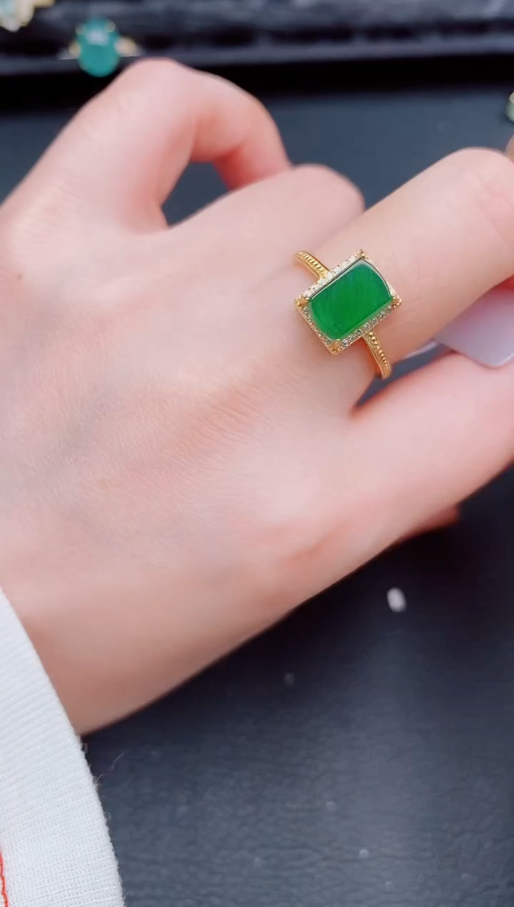 【闪购商品】翡翠戒指银S925镶嵌天然a货翡翠330