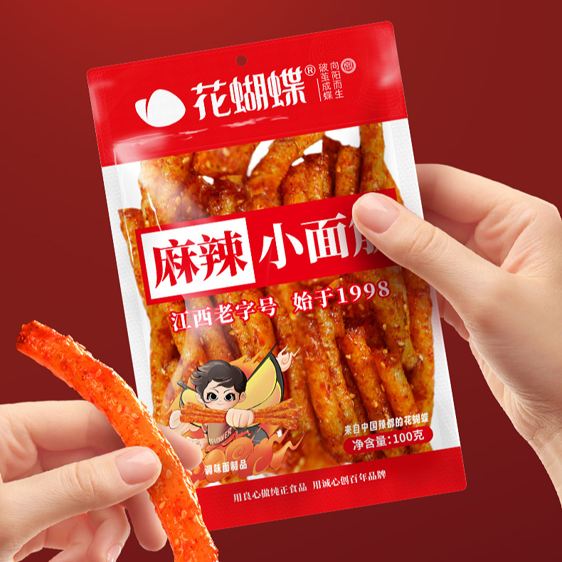 【萍乡邮政专属】花蝴蝶辣片蒜香65g2包麻辣小面筋100g2包共4包