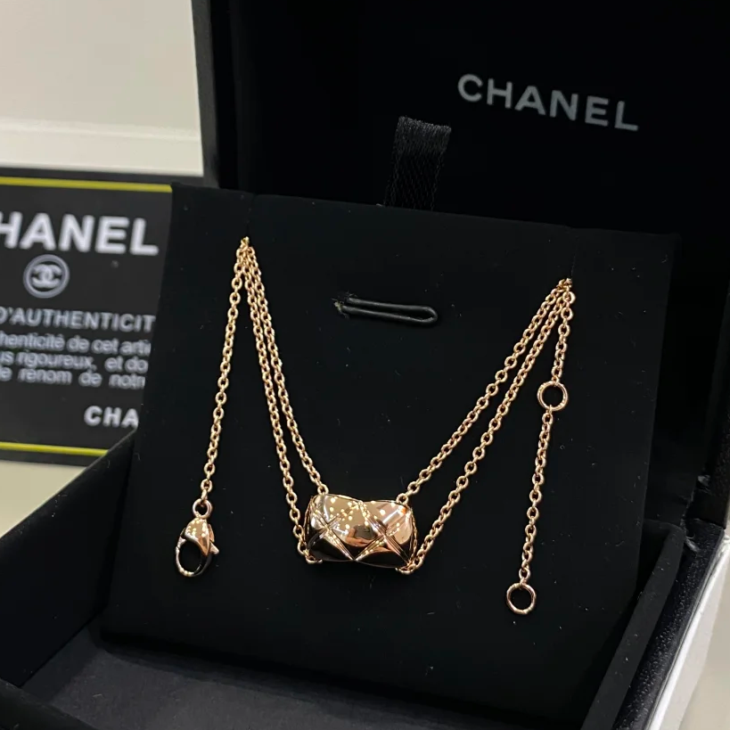 99新 Chanel/香奈儿 珊珊专属 coco crush 菱格纹 项链 18K玫瑰金