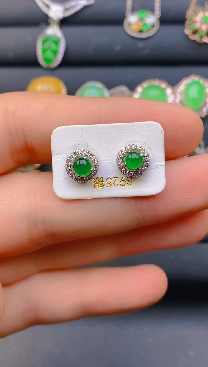 【闪购商品】翡翠戒指银S925镶嵌天然A货翡翠1