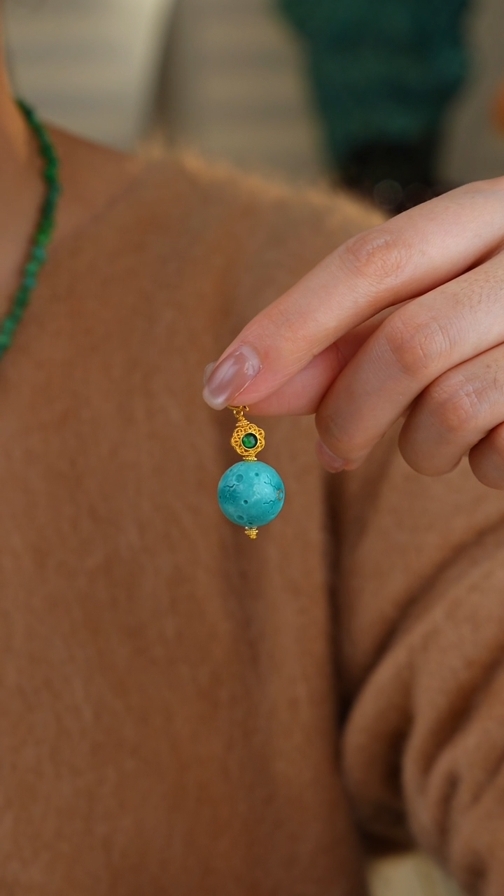 【闪购商品】绿松石吊坠(不含链)18K金镶嵌1