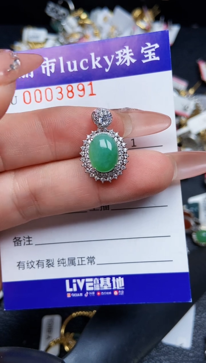 翡翠银S925镶嵌颈饰3891