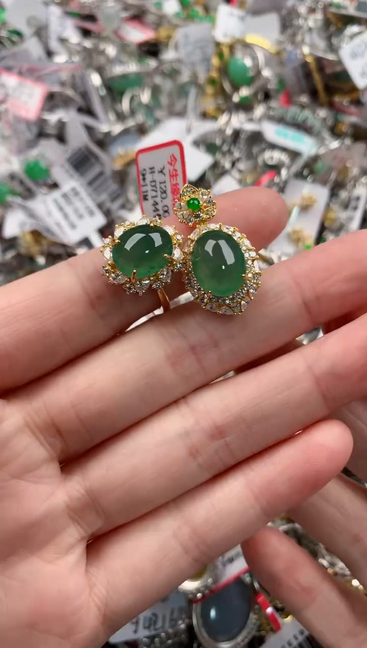 银S925镶嵌戒指翡翠444----10