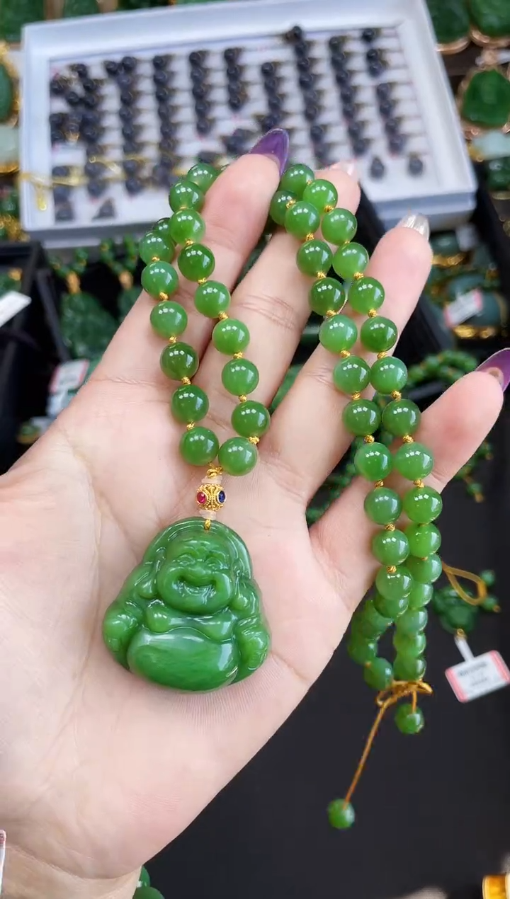 【闪购商品】和田玉套链18K金镶嵌多样性发一