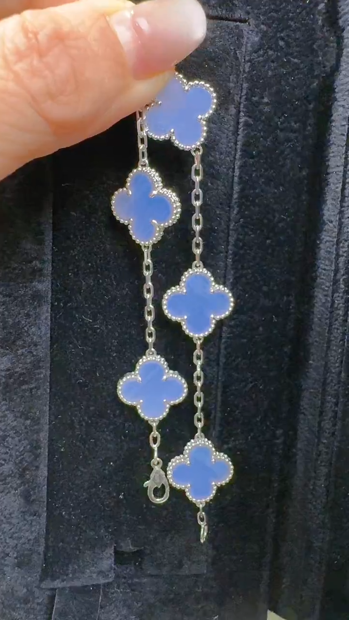 【闪购商品】玛瑙/玉髓手链18K金镶嵌18K金K白15mm紫玛瑙手链